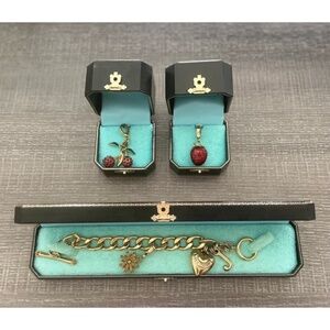 Juicy Couture Puffy Heart Charm Bracelet & 3 Removable Charms In Original Boxes